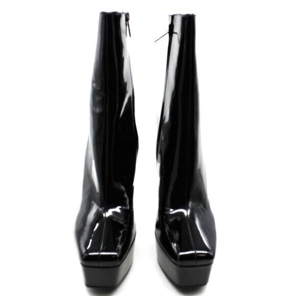 Guess Womens Black 1-1/2 Platform Cushioned Logo Byra Square Toe Block Heel Zip- - Picture 3 of 8